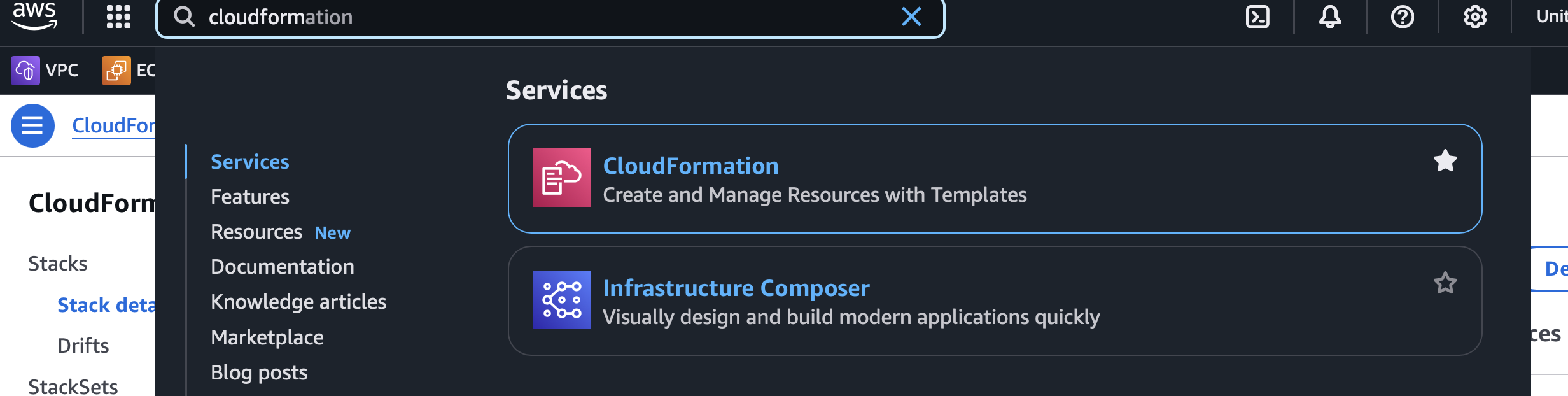 CloudFormation Console